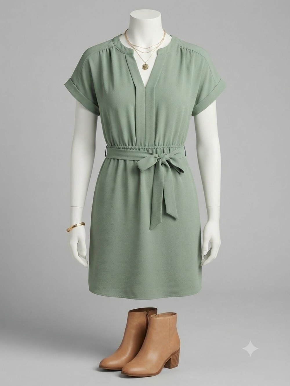 Monteau Los Angeles Sage Green Cap sleeve dress